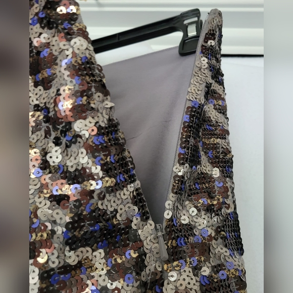 Express Sequins Embellishment Mini Skirt, Pima Cotton Blend, Puple & Silver, SP - Picture 7 of 10